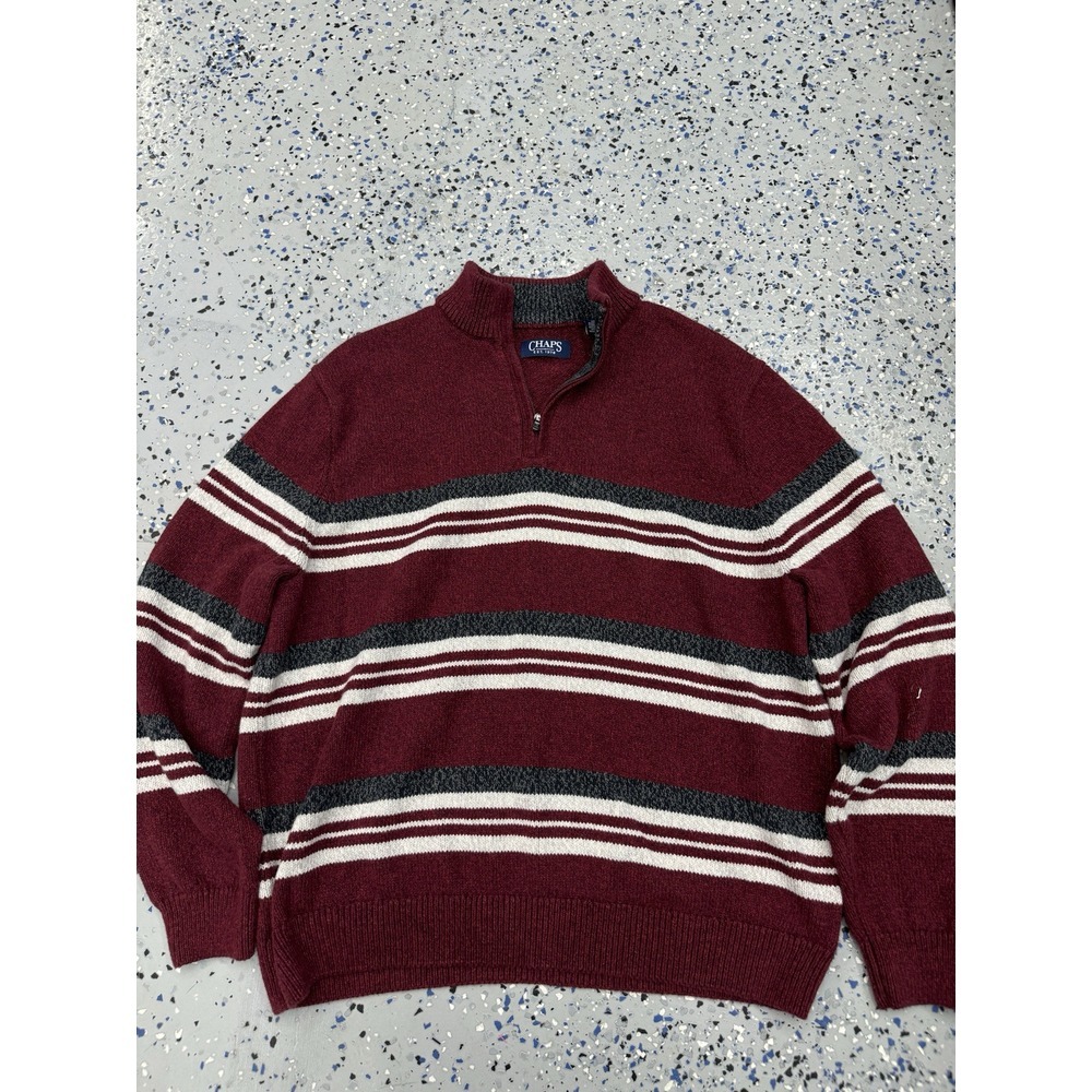 Chaps 1/4 Zip Sweater Mens XL Red Pattern Christmas Holiday Classic